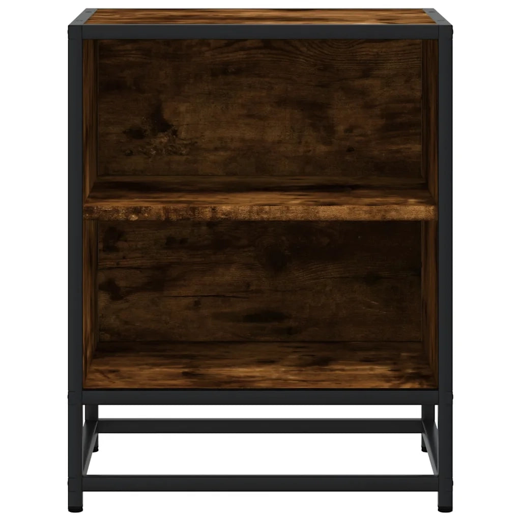 Comodini Rovere Fumo 2 pz 40x31x50 cm Legno Multistrato Metallo