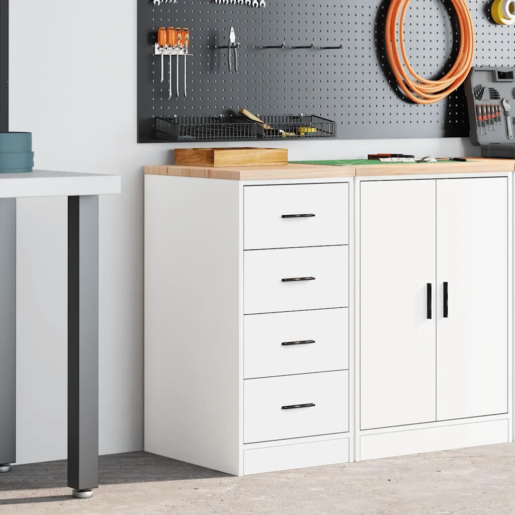 Armadietto da Garage Bianco 40x51x85 cm Legno Massello di Pino CFW8955824