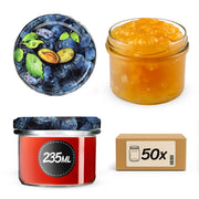 KADAX Barattoli per conserva Tartu 235ml 50pz 82mm + Coperchi "Prugna"