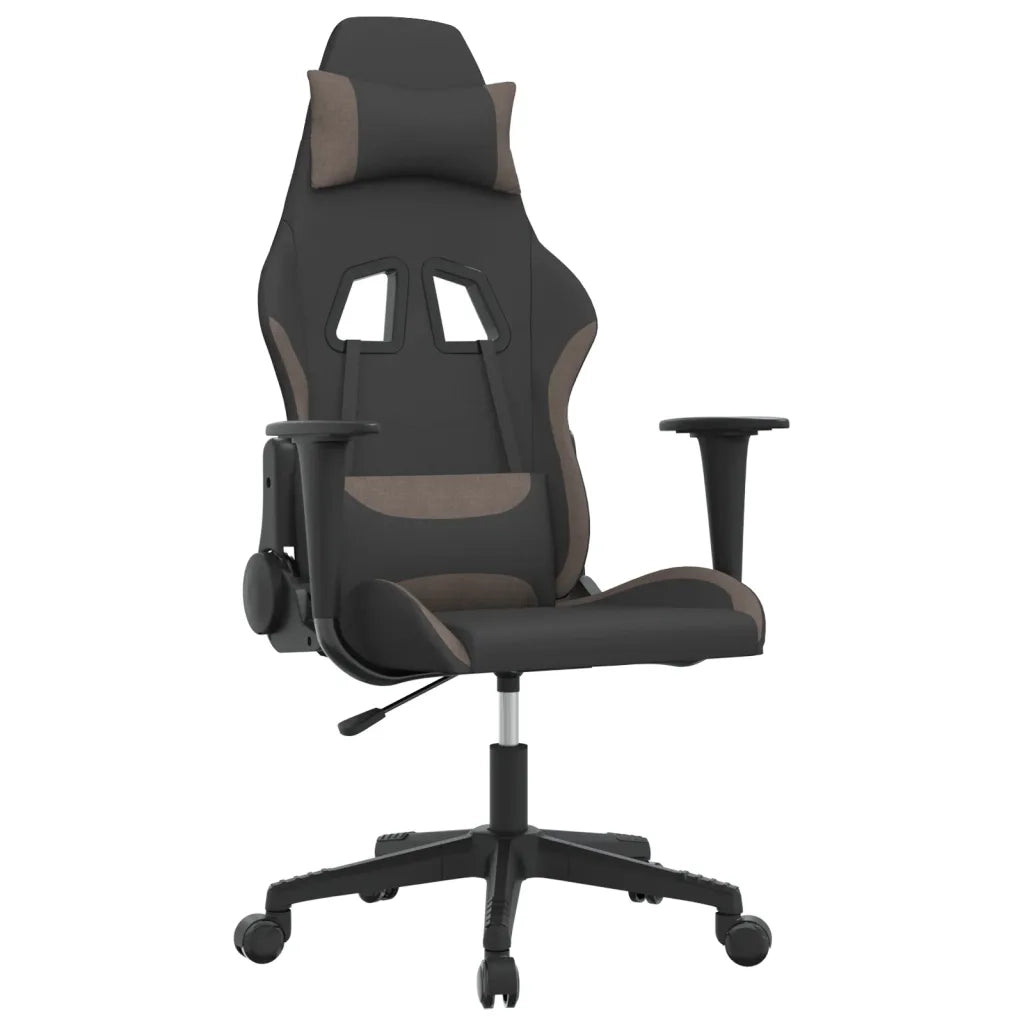 vidaXL Sedia da Gaming Nero e Tortora in Tessuto