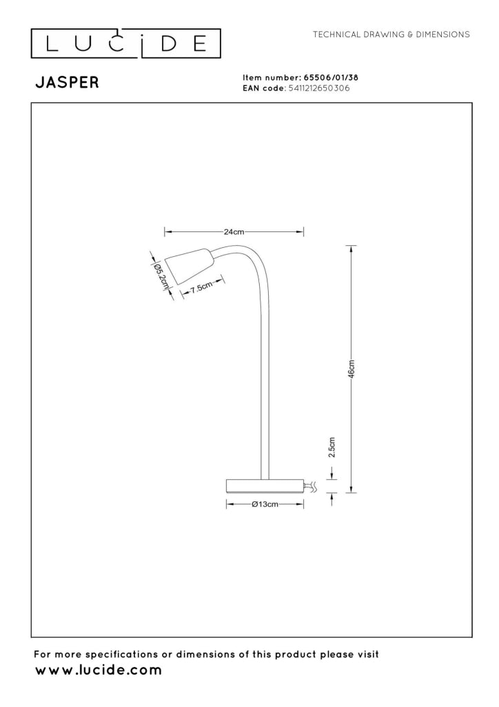 Lampada da tavolo JASPER 1xGU10 metallo crema/nero Lucide