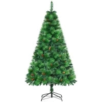 Alberello di Natale Decorato e Ignifugo per Interni con 782 Rami e Base in Metallo, Φ116x180 cm, Verde