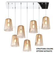 SOSPENSIONE OTTONE SAT. RETTANGOLARE 7 LUCI AMBRA 1164OS-S7 R-AM