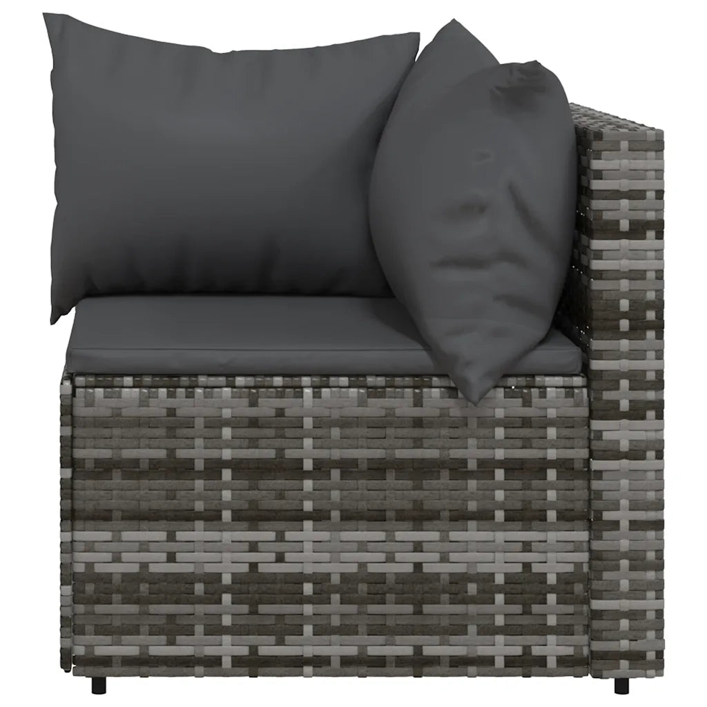 Divano Angolare da Giardino con Cuscini in Polyrattan Grigio 319761