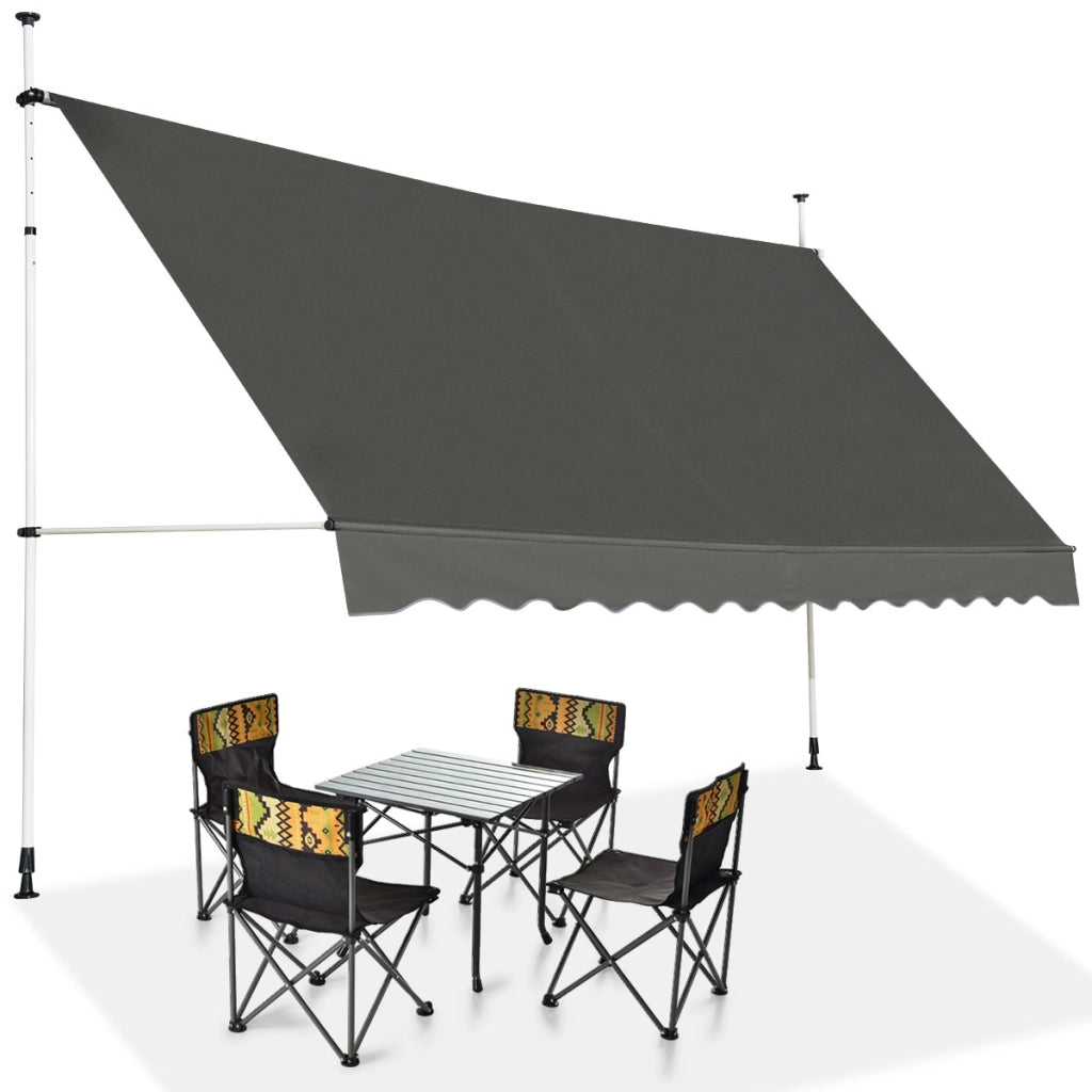 Tenda da sole telescopica e retrattile, Tenda parasole resistente ai raggi UV impermeabile 395 x 120 cm Grigio-Tende parasole