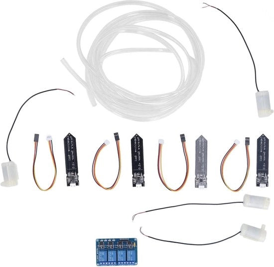 Kit di Irrigazione Automatica DIY - Sensore di Umidità del Terreno - Relè 4 Canali - Pompaggio Acqua - Tubi - Piantine di Giardino .