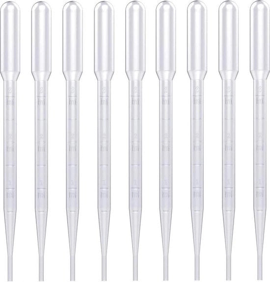 100 Set di Pipette a Gocce - Pipette di Transfert in Plastica - Strumenti di Laboratorio per Disegno - 3 ml