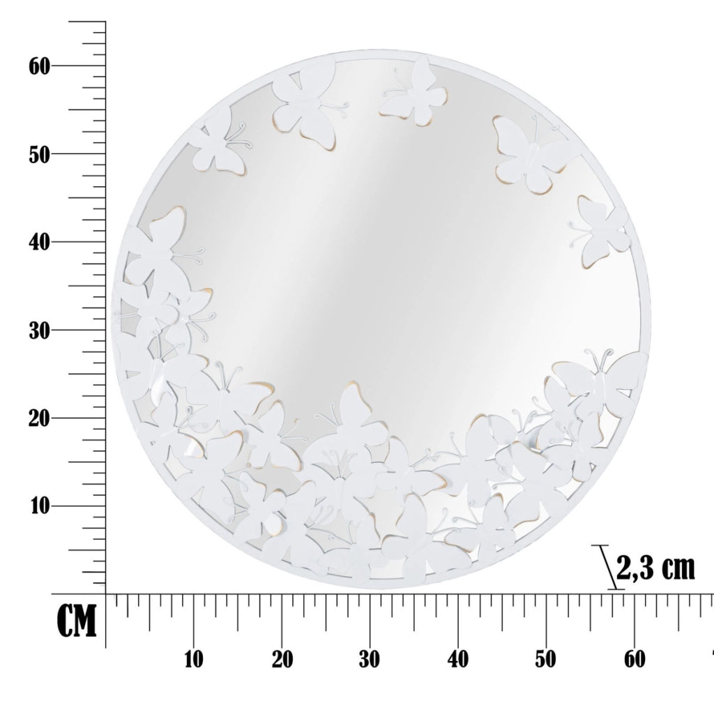Specchio con Cornice VKH491, Bianco, Metallo, 62,5x2,3x62,5 cm