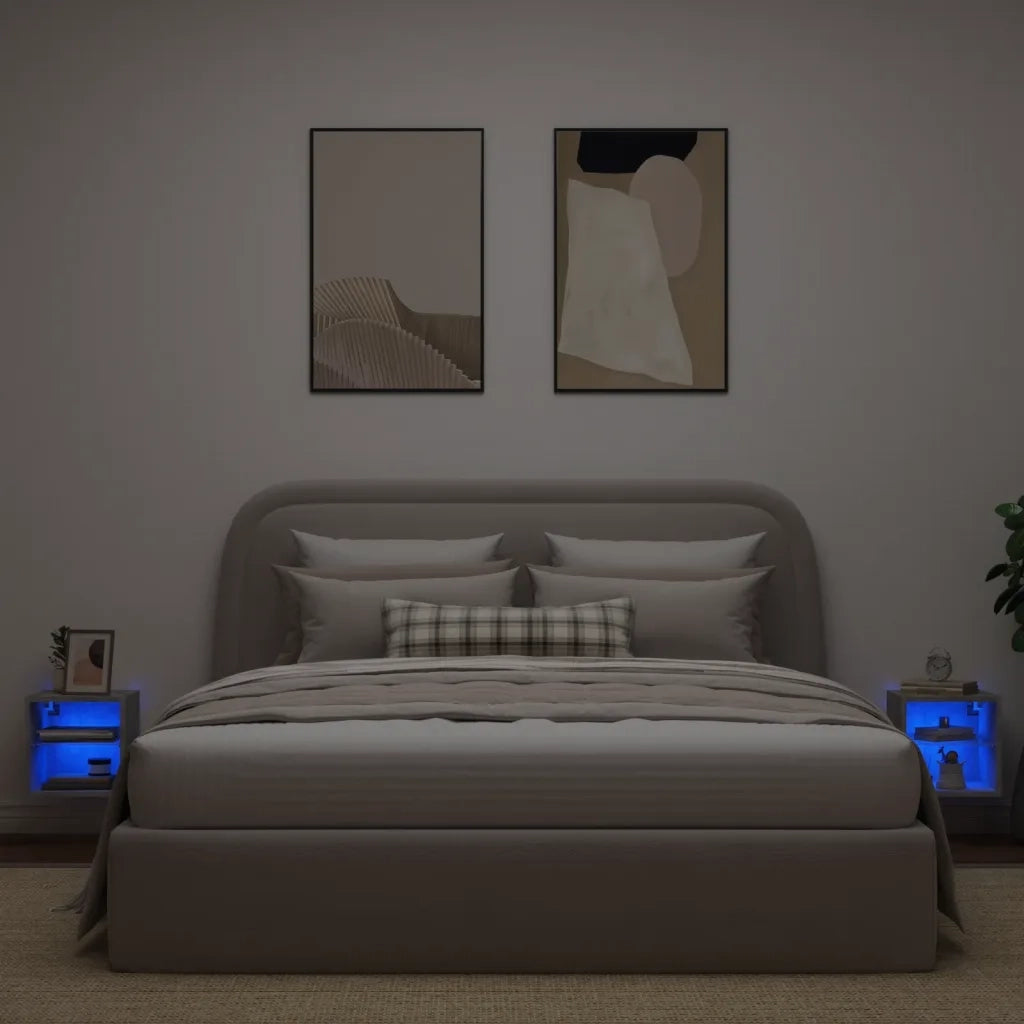 Mobili TV a Parete con Luci LED 2pz Grigio Cemento 30x28,5x30cm 836980
