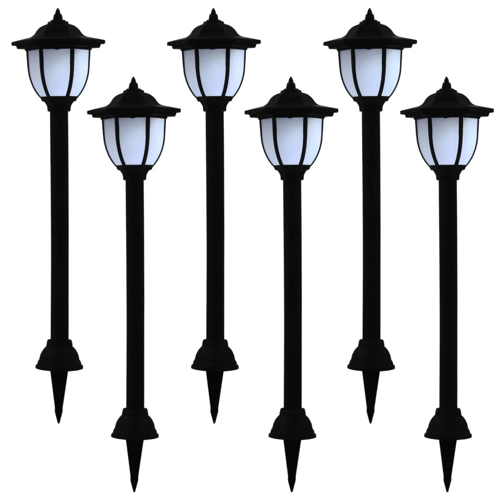 Set di 6 luci solari a LED per esterni illuminazione pratica 16,5 x 14,5 x 73 cm PP nero 02_0046380