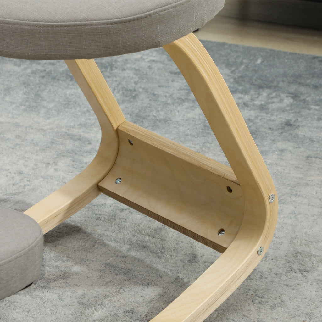 Sedia Ergonomica con Inginocchiatoio 50x73x55 cm Movimento a Dondolo in Legno di Betulla Grigio