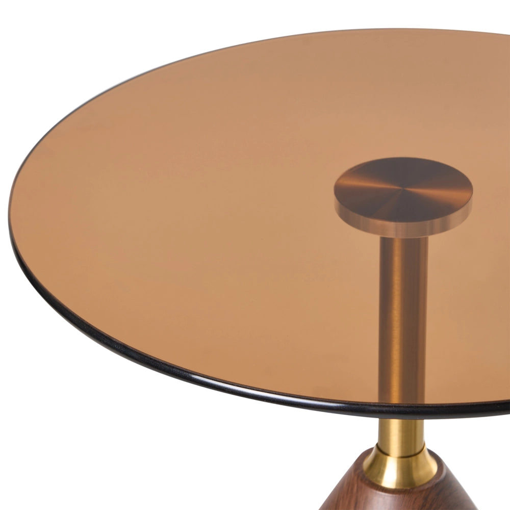 Tavolino rotondo in metallo marrone stile glamour soggiorno salotto elegante