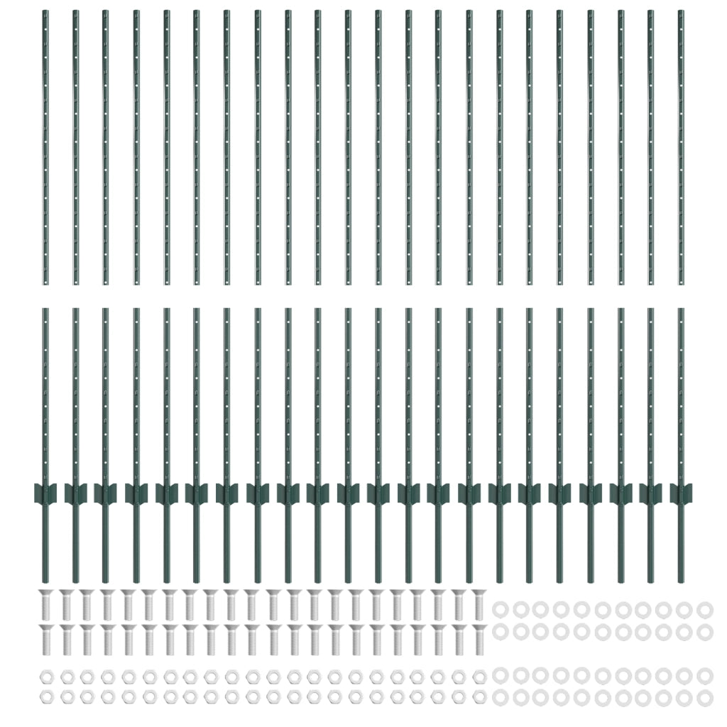 Pali da Recinzione 22 pcs a U Verde 180 cm Acciaio