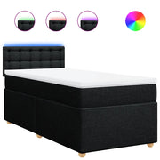 Letto singolo | Letto per adulti | Giroletto a Molle con Materasso Nero 80x200 cm inTessuto