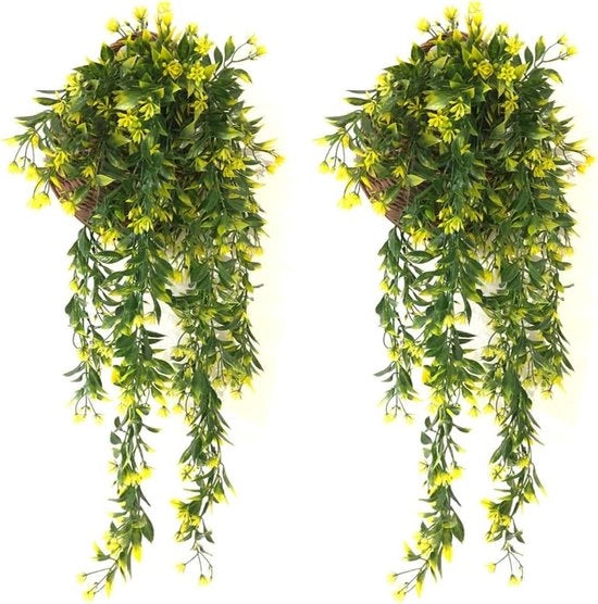 Set di Piantine Artificiali da Parete da 2 - Piantine Gialle per Interni - Ideali per Matrimoni e Decorazioni