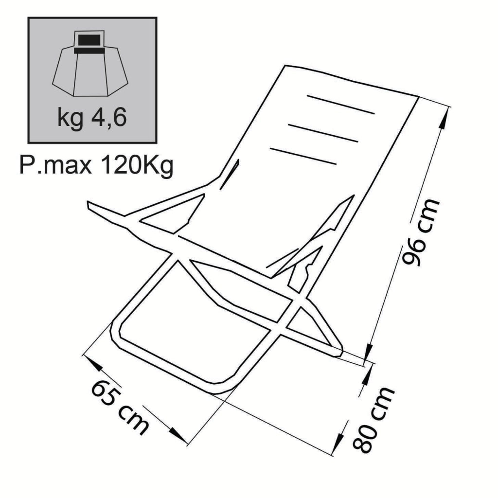 Sdraio mare prendisole Pieghevole  in Acciaio PVC cm 65x80x96 - CANA
