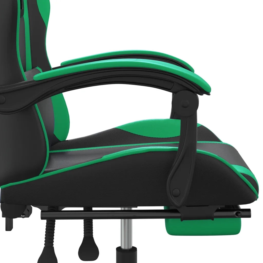 Sedia da Gaming | Sedia da e-sports con Poggiapiedi Nero e Verde in Similpelle