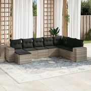 Set Divano da Giardino 8pz con Cuscini Grigio Chiaro Polyrattan