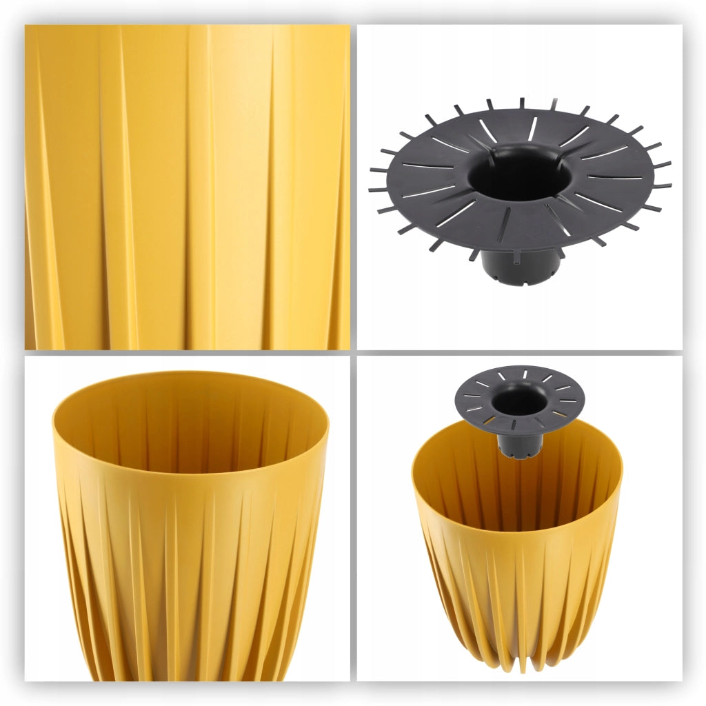Vaso da fiori KADAX con inserto 14,5x17 cm, rotondo, con coperchio in plastica.