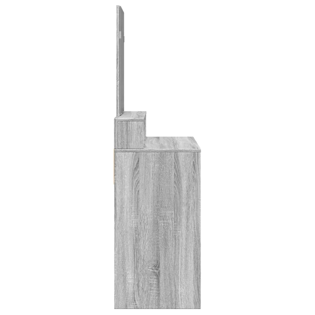 Toeletta con Specchio-Tavolo da Vanit¨¤ Grigio Sonoma 80x41x144,5 cm