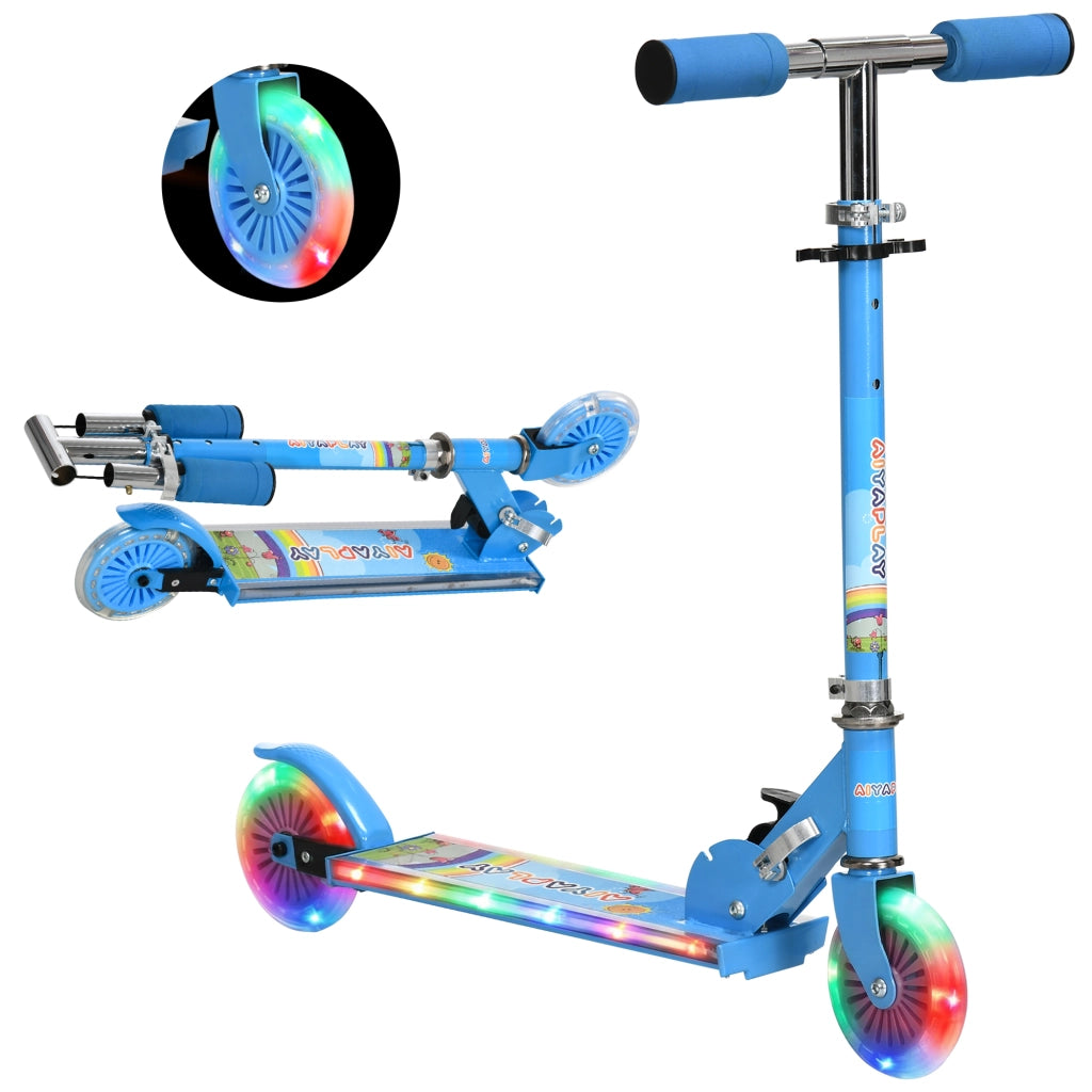 Pattinino per Bambini Pieghevole con Luci LED ¨C Zephmum ¨C Blu 67x32x65-78 cm