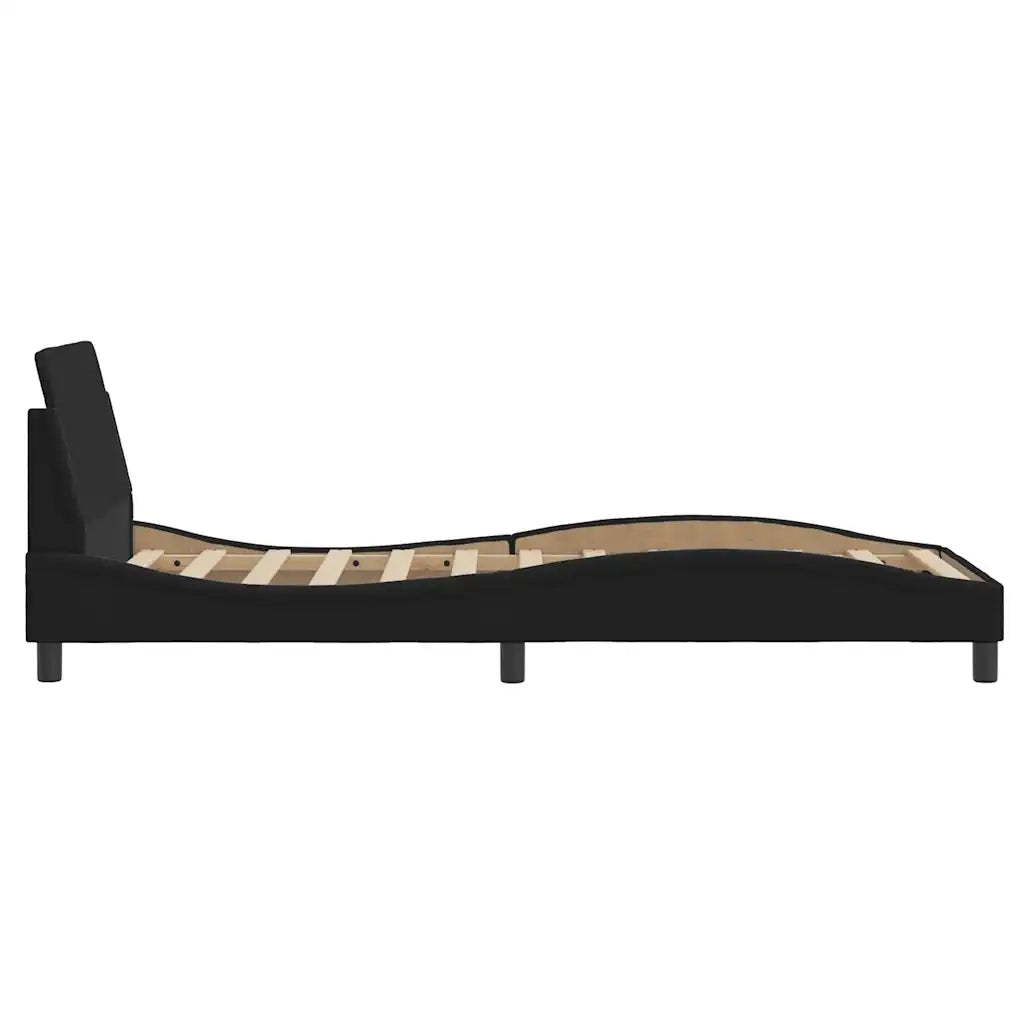 Giroletto con Testiera-Struttura Letto con testiera Dover Nero 90x200 cm Tessuto