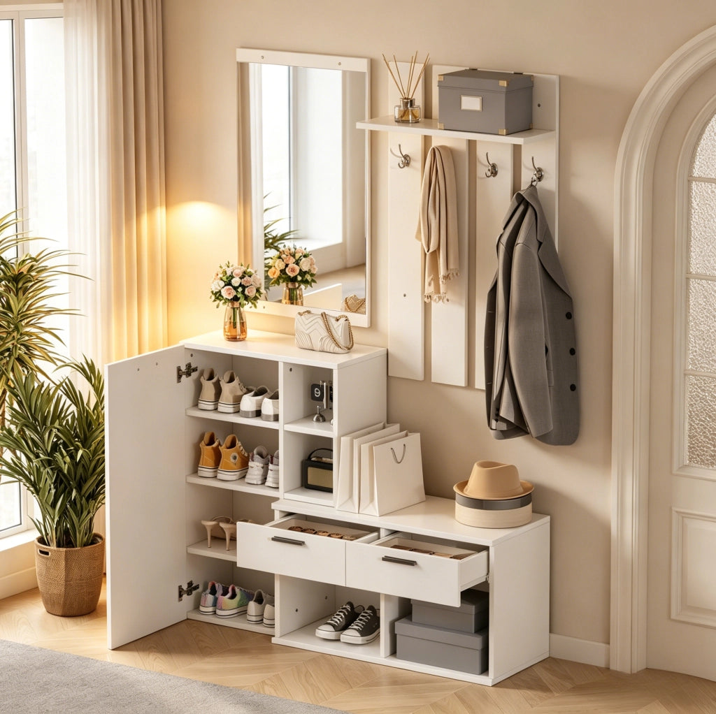 ARMADIO INGRESSO con specchio 120 x 35 x 175,5 cm bianco MDF