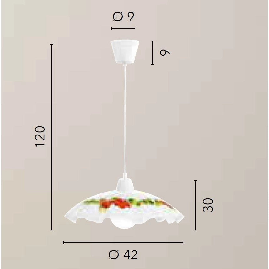 LAMPADARIO RIBES E27 D.42XH120CM BIANCO/FRUTTI.