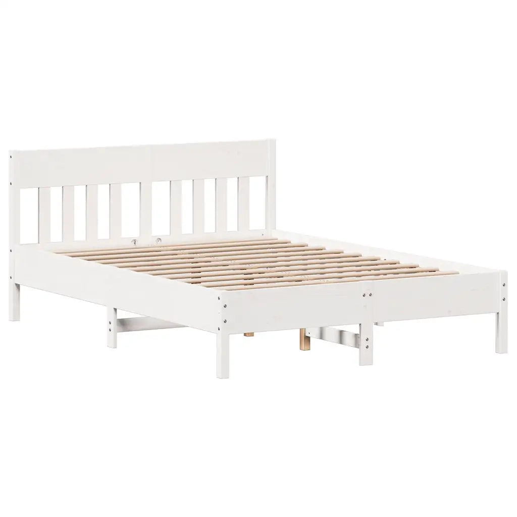 Letto senza Materasso Bianco 140x190 cm Legno Massello di Pino 3323234