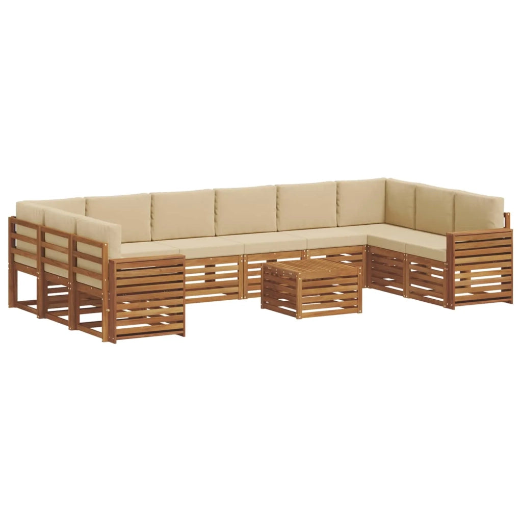 Set divano sezionale con cuscino 11 pcs Naturale e Beige 3375608