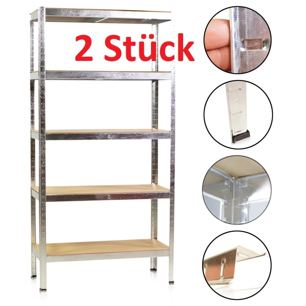 Set di 2 ripiani resistenti 90 x 40 x 180 cm, base in MDF