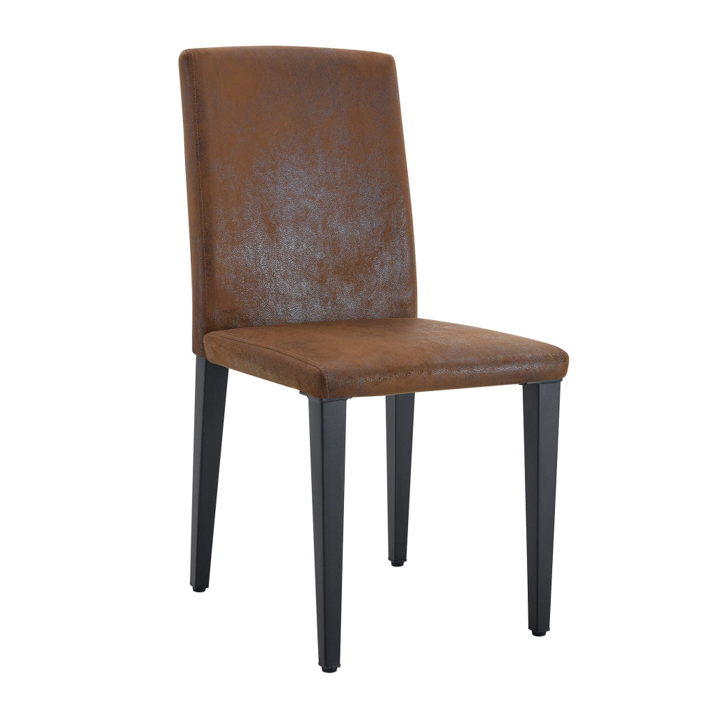 Set di 2 sedie da pranzo moderne in tessuto marrone e metallo nero; 90 cm