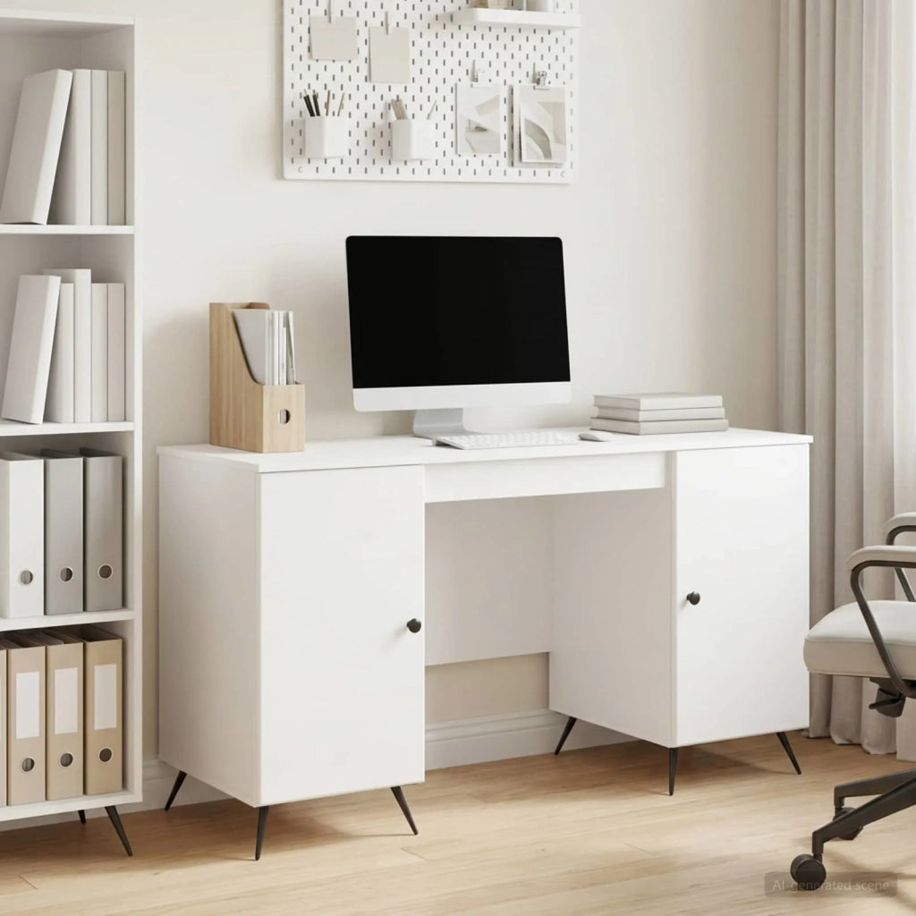 Scrivania Bianco Lucido 142,5 x 50 x 75 cm Legno ingegnerizzato 3414634