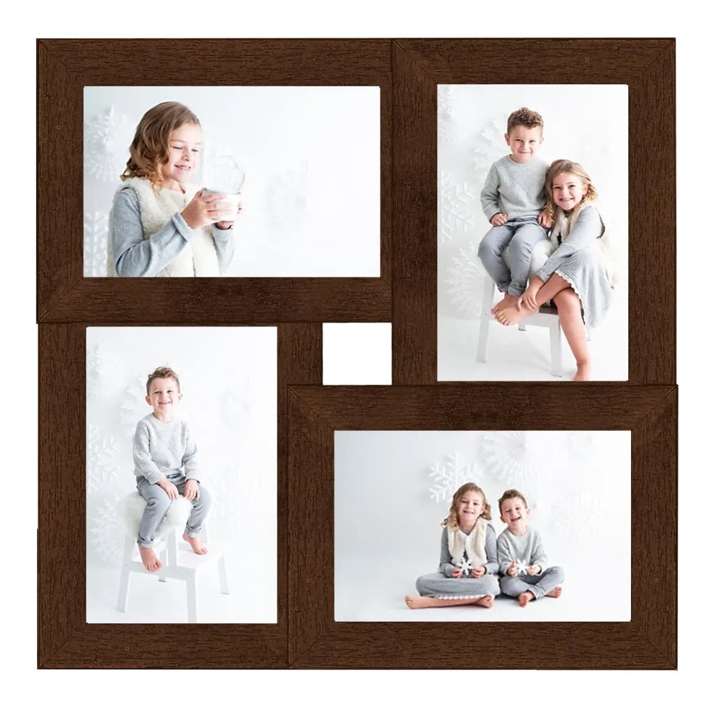 Cornice Multipla per 4 Foto 13x18cm Marrone Scuro in MDF CFW2313905