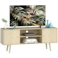Mobile TV, per televisore fino a 140 cm, con 2 ante e 2 ripiani aperti 120x34x50cm Legno naturale