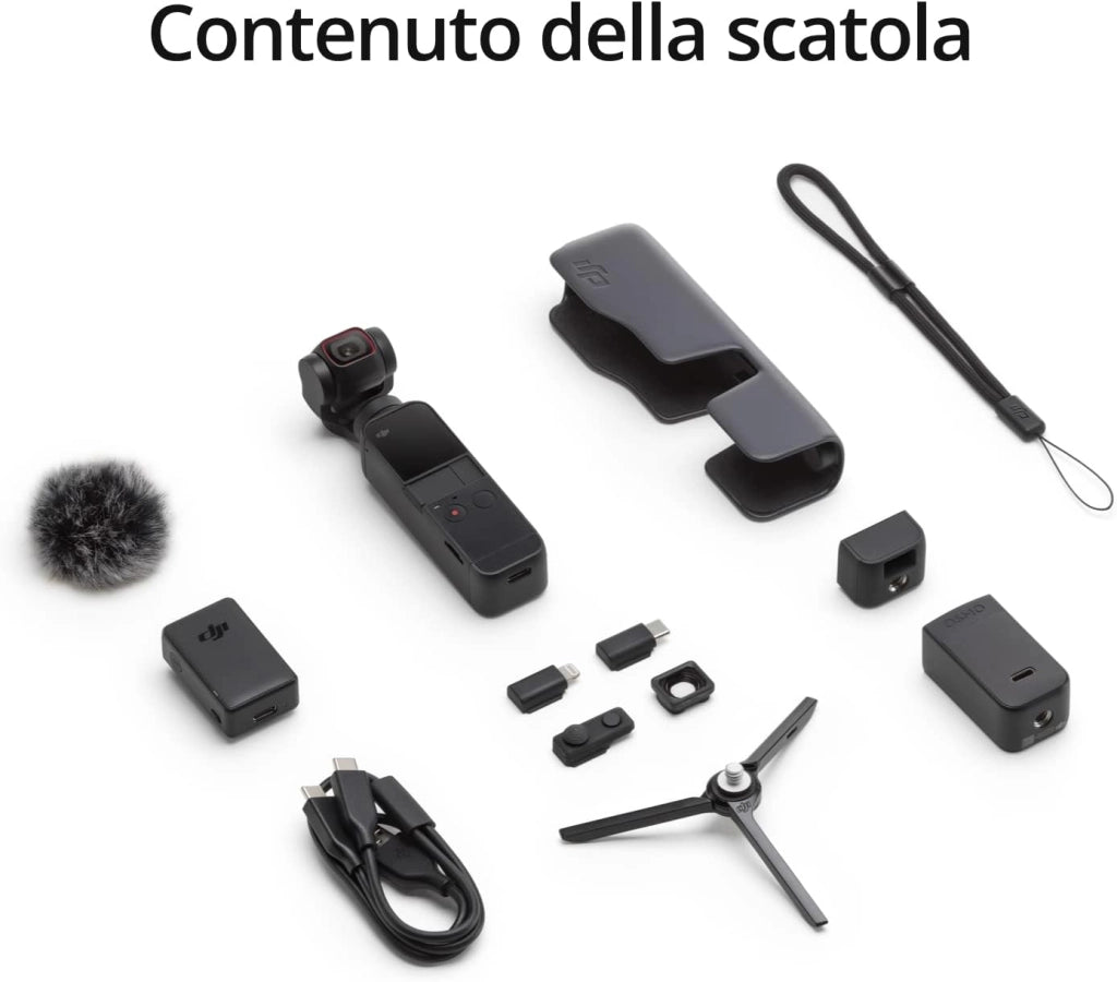 DJI Pocket 2 Creator Combo - Fotocamera Stabilizzata 3 Assi, Vlog, Video Ultra HD, Foto ad Alta Risoluzione da 64 MP, 1/1.7” CMOS, HDR, Riduzione del Rumore, Timelapse, Slow Motion, Zoom 8x