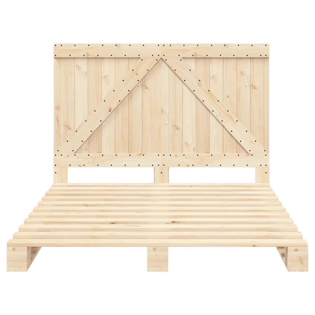 Letto matrimoniale | Letto per adulti | Giroletto con Testiera 140x200 cm in Legno Massello di Pino