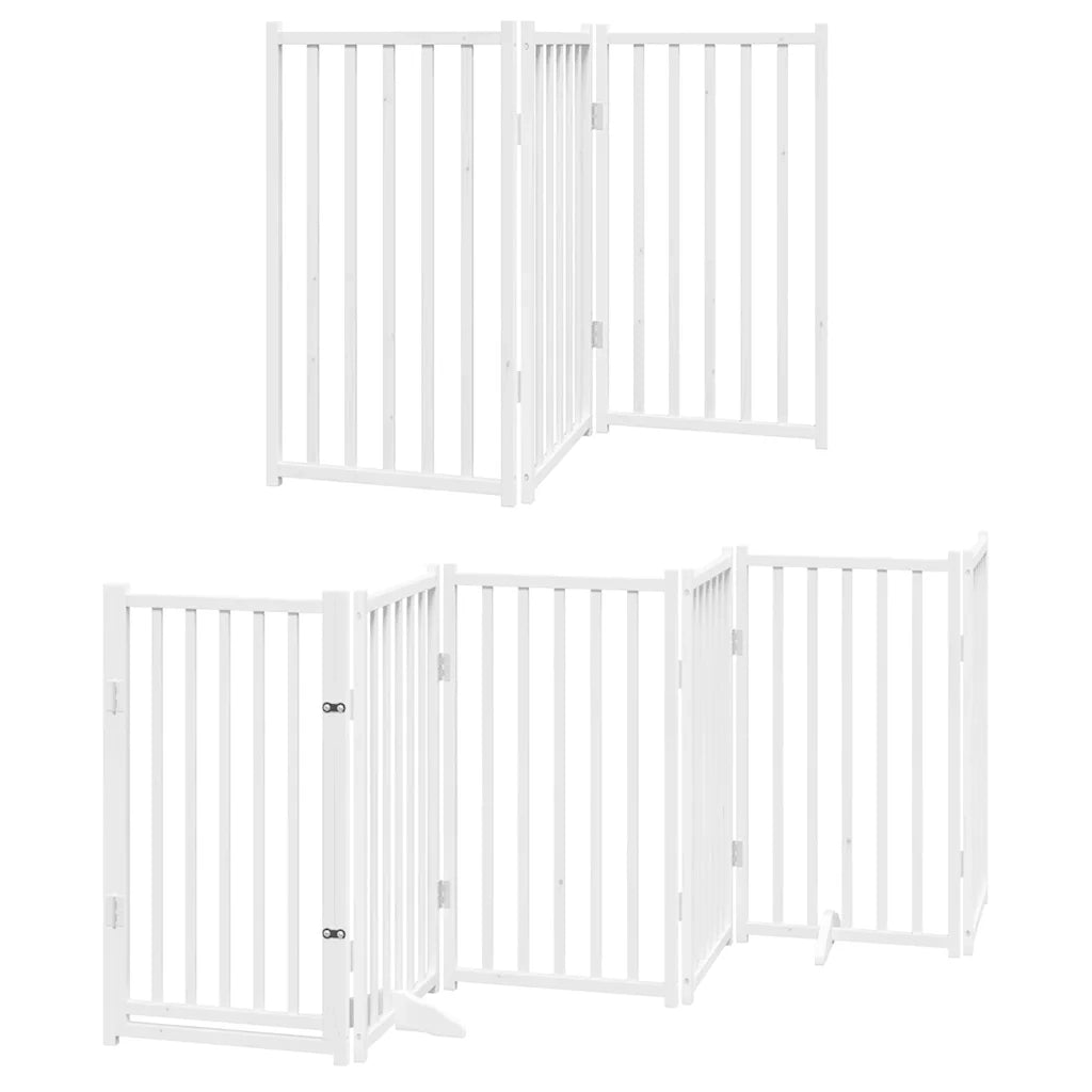 Cancello Cani Porta Pieghevole Bianco 15 Pannelli 750 cm Pioppo 3155708
