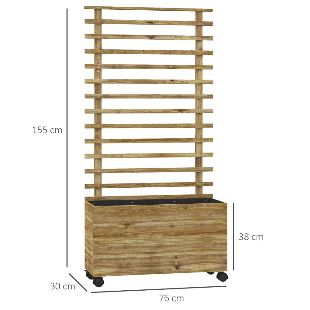 Fioriera Verticale con Traliccio e Ruote ¨C zephmum ¨C Legno 76x30x155 cm