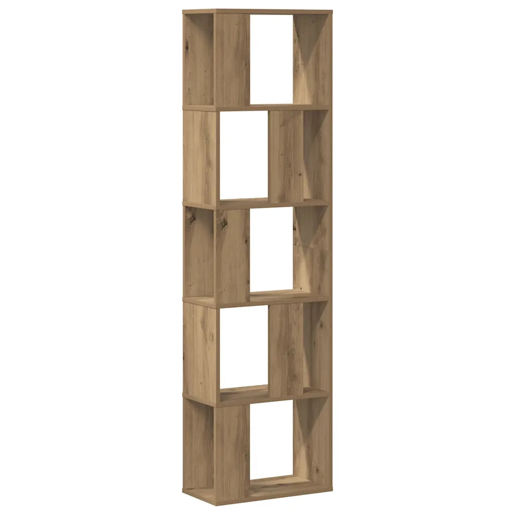 Libreria 5 Piani-Scaffale per Libri-Mobile di Stoccaggio Rovere Artigianale 45x23,5x162,5cm Multistrato