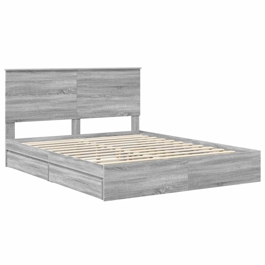 Letto con Contenitore con testiera Grigio Sonoma 160 x 200 cm