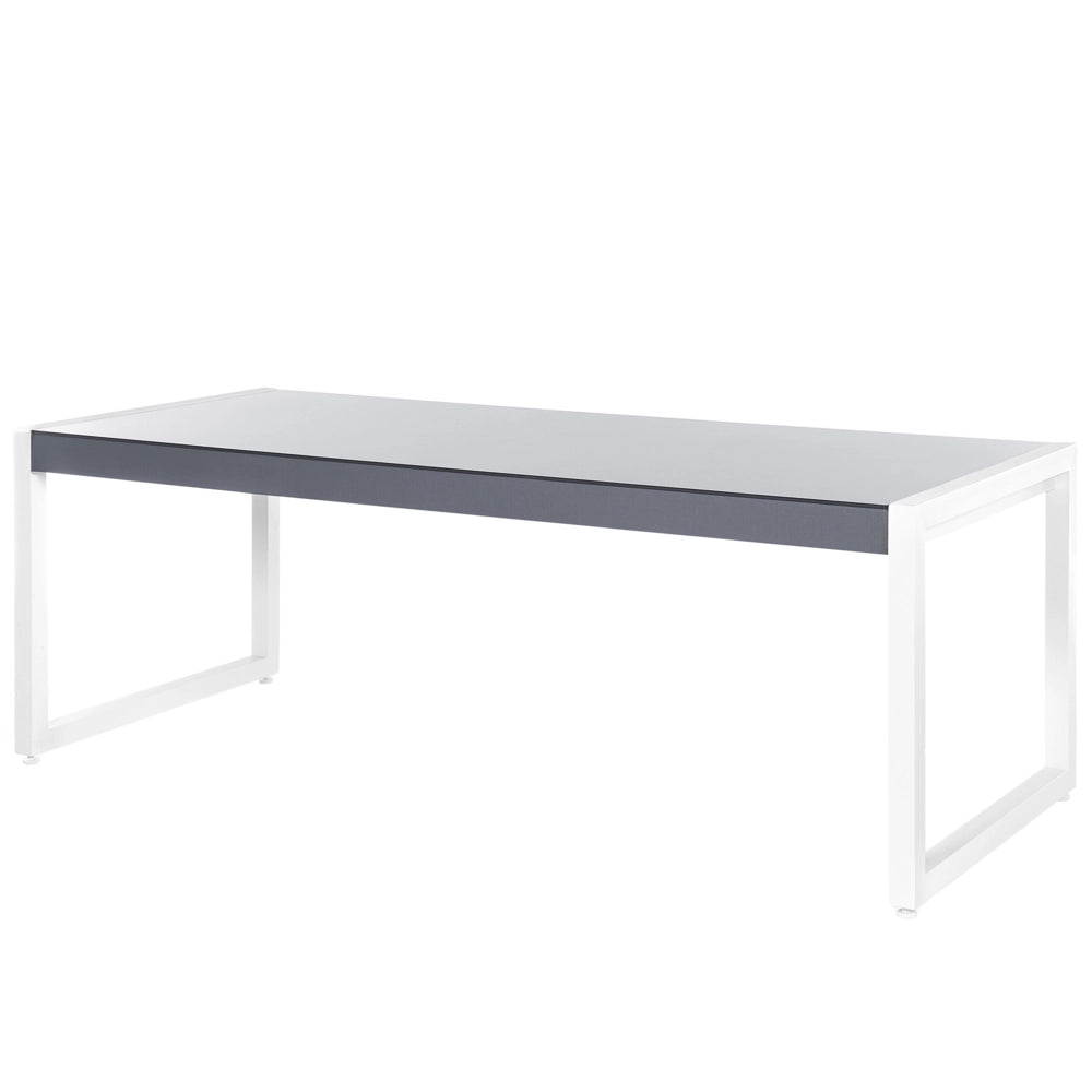 Set da pranzo da giardino Piano in vetro grigio 202 x 90 cm Struttura in alluminio a 6 posti con imbottiture per cuscino del sedile