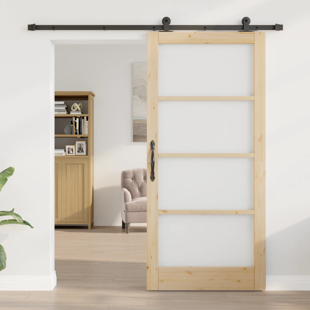porta scorrevole  con set hardware 'ORKDAL'in legno massello e vetro