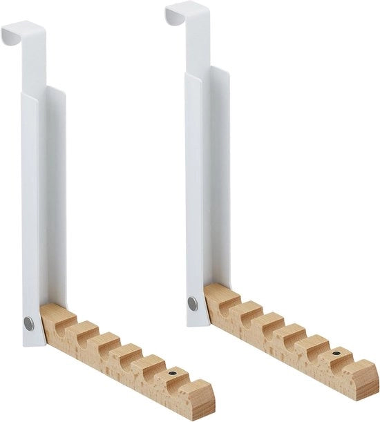 Capocassettiera pieghevole - Capocassettiere - capocassettiere per abiti - sopra la porta - per 6 capocassettiere - metallo - legno - spessore porta fino a 2 cm