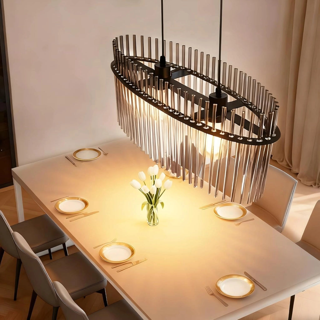 Lampada a sospensione ZMH 2 luci E27 in vetro nero per cucina soggiorno (senza lampadina)