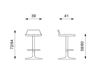 E-STYLO Sgabello moderno con alzata a gas, perfetto per arredare cucine, isole, penisole e angoli bar con stile e praticità, 39cm X 41cm H. 72/94cm