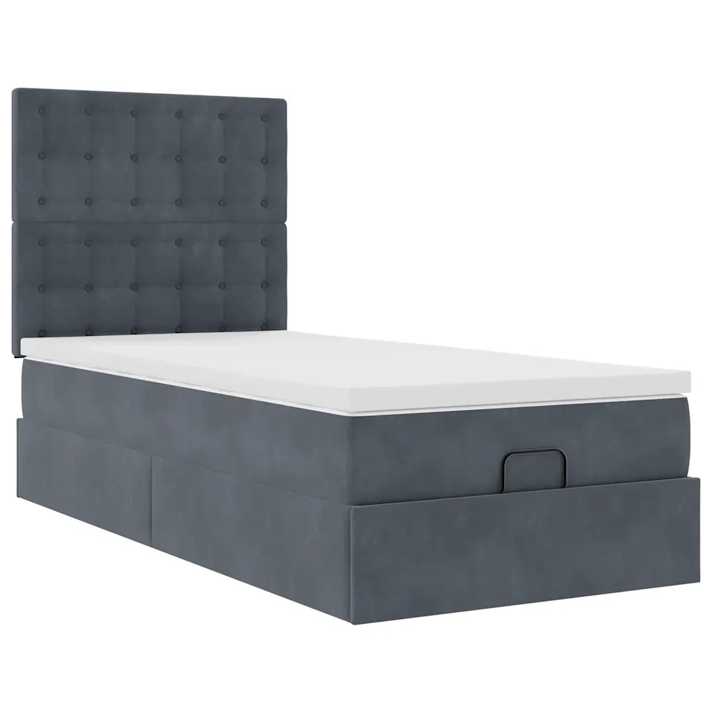 Struttura Letto Pouf con Materassi 90x200 cm in Velluto 3313590