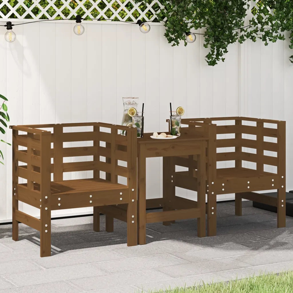 Sedie da Giardino 2 pz | Sedie da Esterno Ambra 61,5x53x71cm Legno Massello di Pino
