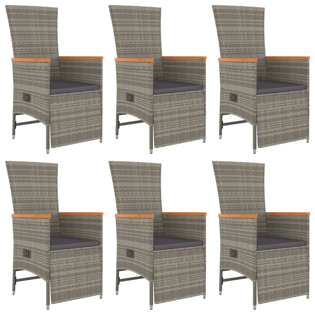 Set da Pranzo da Giardino 7 pz con Cuscini in Polyrattan Grigio 3157558