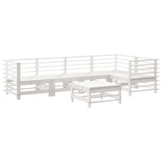 Set Salotto da Giardino 6 pz | Set di Mobili da Esterno Bianco in Legno Massello di Pino